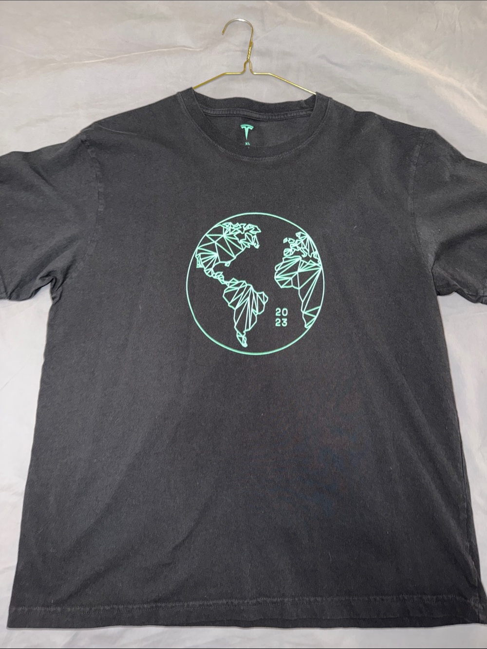 Tesla Black Short-Sleeve Tee Earth Day Globe Graphic